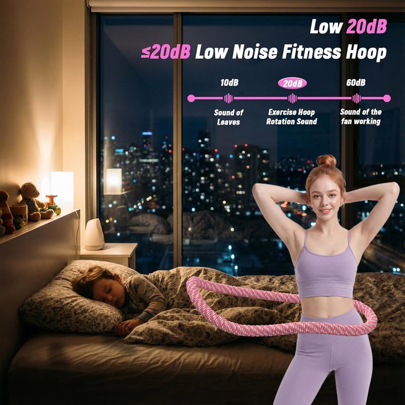 Lerpio 3.4/4.1/5 LBS Soft Spring Weighted Hoop for Adults, Quiet & Pinch-Proof Design, Portable Fitness Infinity Hoop with Body Tape Measure, Exercise Hoop for Core Workout - Image 3